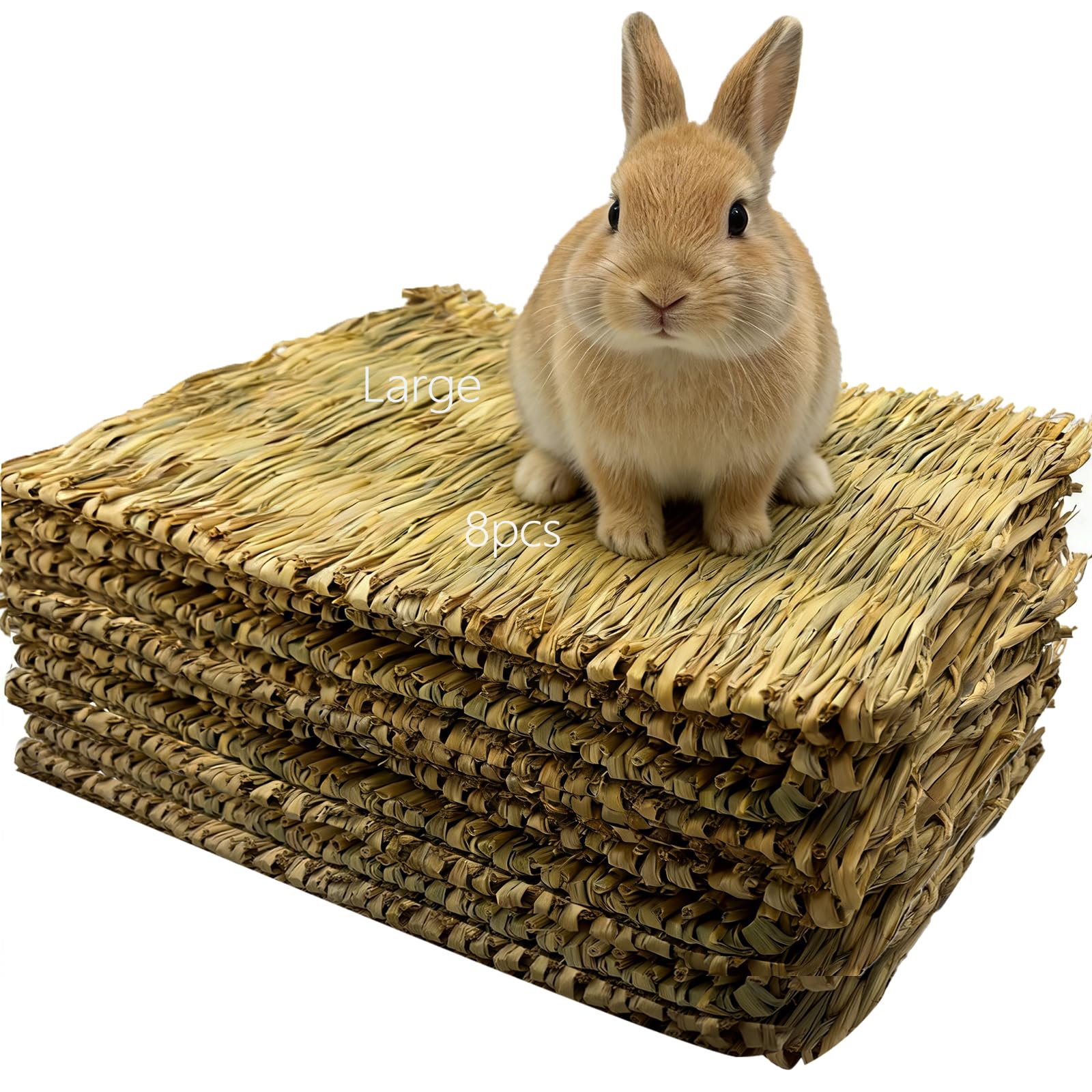 Tapis d'herbe à mâcher pour lapin et rongeurs - Lot de 8 en jonc de mer 42x28 cm