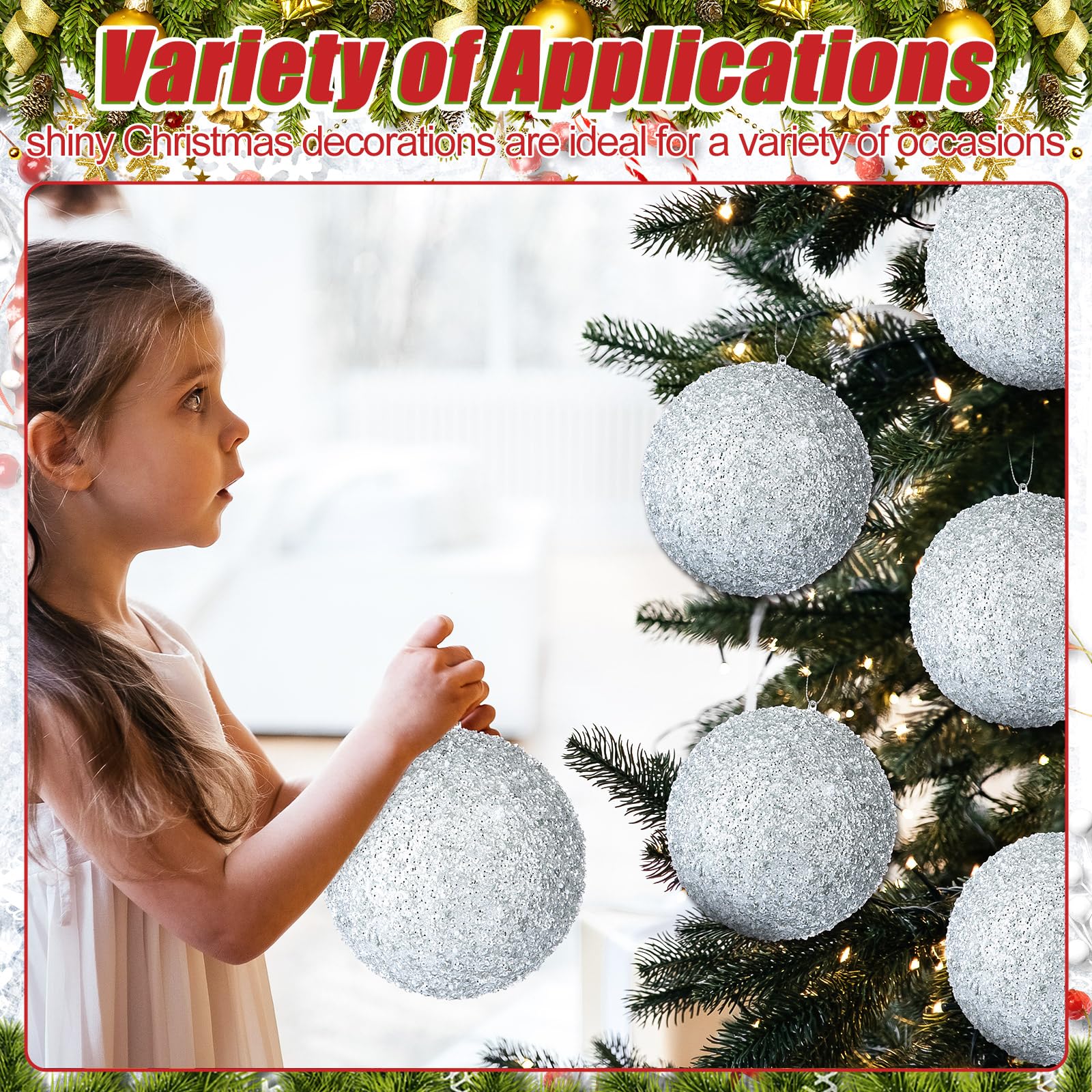Wettarn 6 bolas de Navidad grandes de 6 pulgadas, adornos de decoración para árbol de Navidad, bolas inastillables para cumpleaños, Pascua, San Valentín, boda, decoración del 4 de julio, Día de los