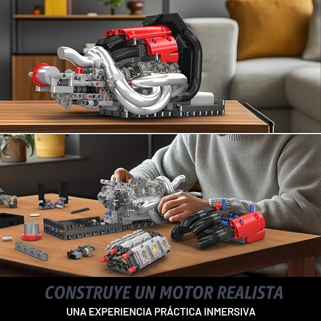 Foto 5 de 6 de Mould King 10188 Technik Motor Bausteine, V8 Engine Klemmbausteine BausKitz