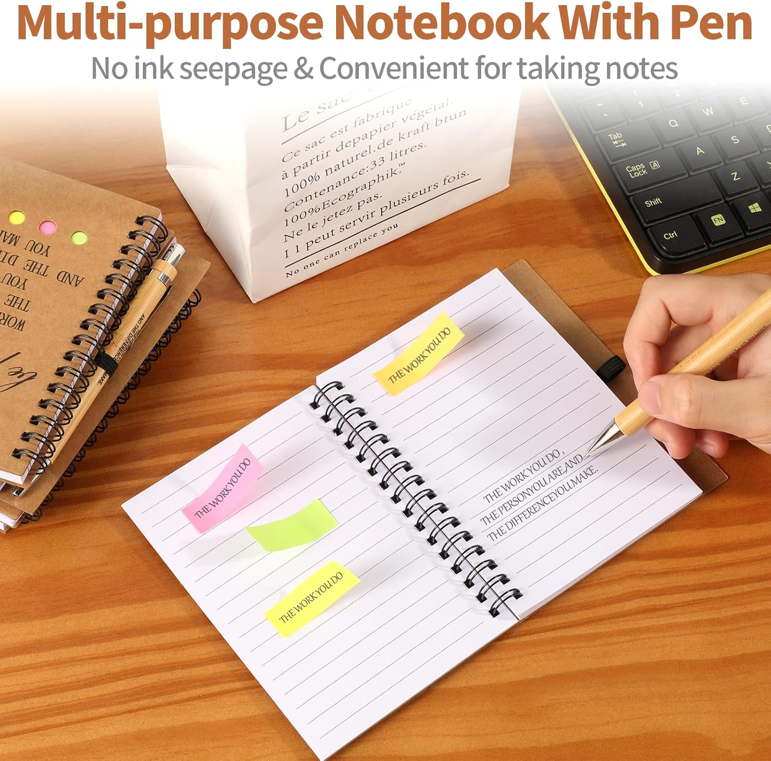 Employee Appreciation Gifts, Spiral Notebook with Sticky Notes & Inspirational Pens, Staff Appreciation Gifts Bulk for Nurse Coworker Teacher, Motivational Notebook with Journal Pen (20, Brown) - Image 4