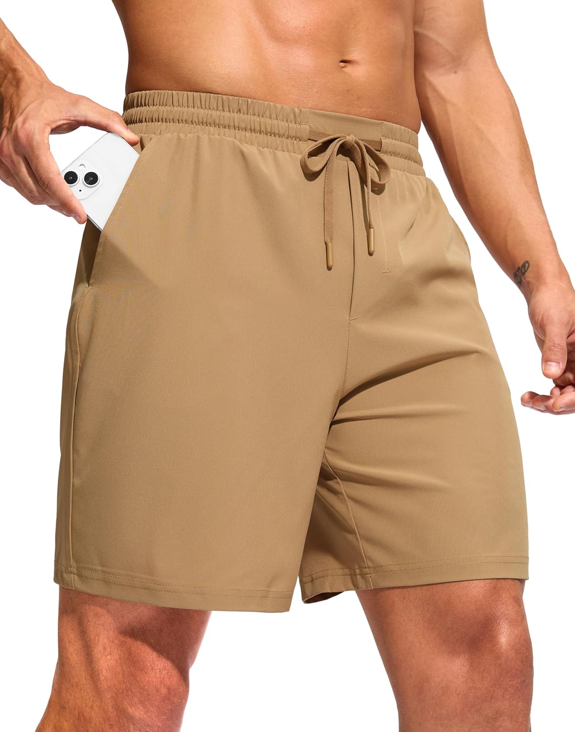 Soothfeel Men's Athletic Running Shorts with Zipper Pocket 5/7 Inch Quick Dry Tennis Shorts Gym Workout Shorts for Men