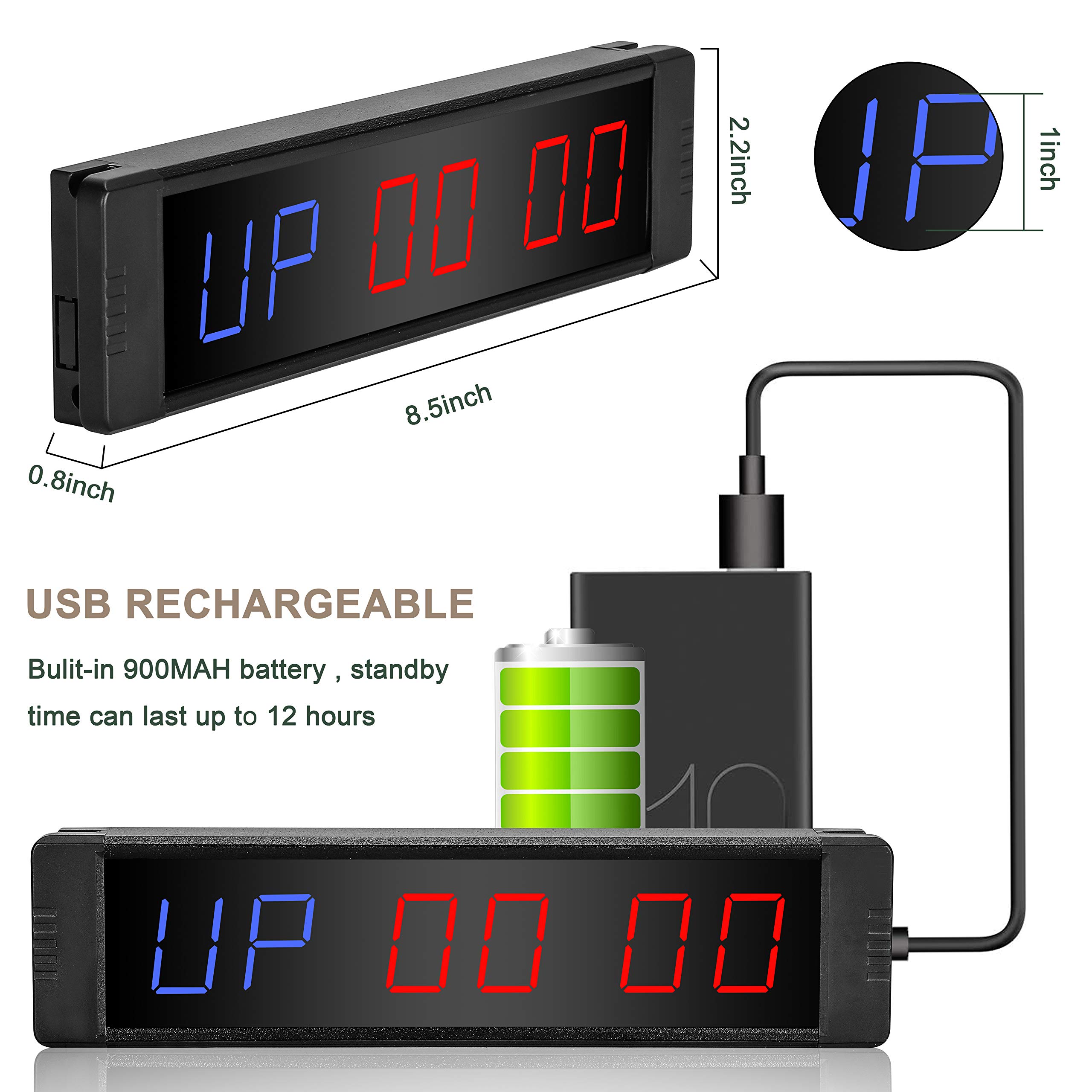 Timer a LED per allenamento e palestra, timer magnetico posteriore programmabile per allenamento fitness con telecomando, conteggio alla rovescia/cronometro per TABATA FGB