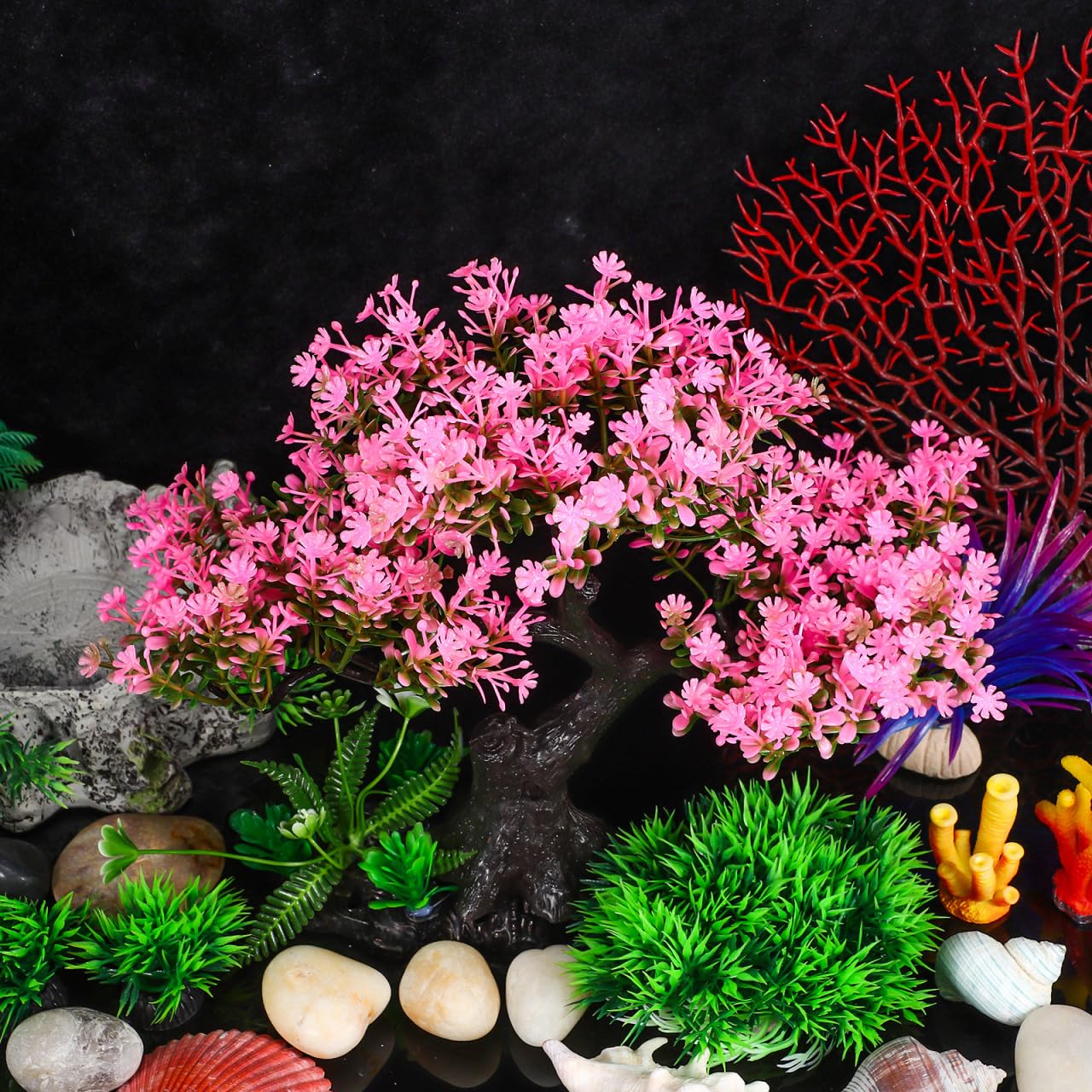 PartyKindom Plantes décoratives pour aquarium : 1 plante artificielle en plastique pour décoration d'aquarium