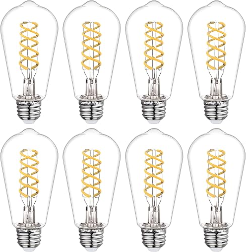 Miniatura 13 de Paquete de 4 bombillas LED Edison ST19 (ST58), color blanco cálido, 2700 K, regulables 600 lúmenes, CRI 80+, 6 W equivalente a 60 W, base E26 de