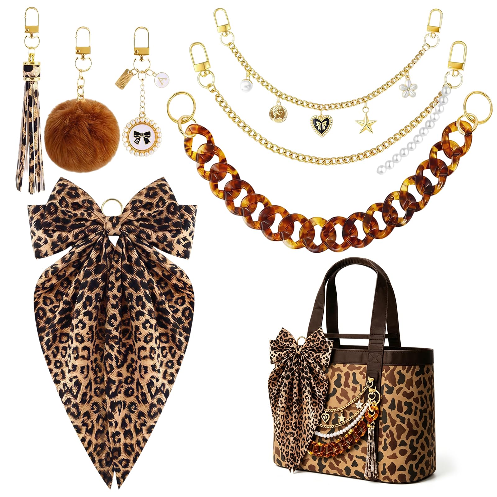 Breloques et accessoires de sac fourre-tout tendance avec porte-clés