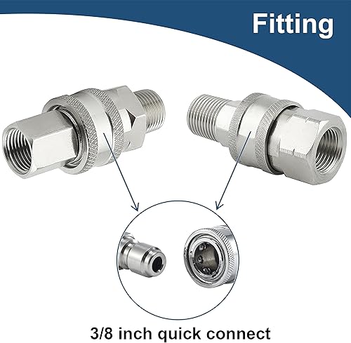 Miniatura 2 de Raincovo Lavadora a presión de conexión rápida de 38 pulgadas, accesorios para lavadora a presión, juego de adaptadores de acero inoxidable, rosca