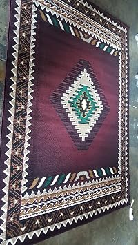 Kingdom Southwest Native American Indian Area Rug Burgundy Design D143 5 Feet 2 Inch X 7 Feet