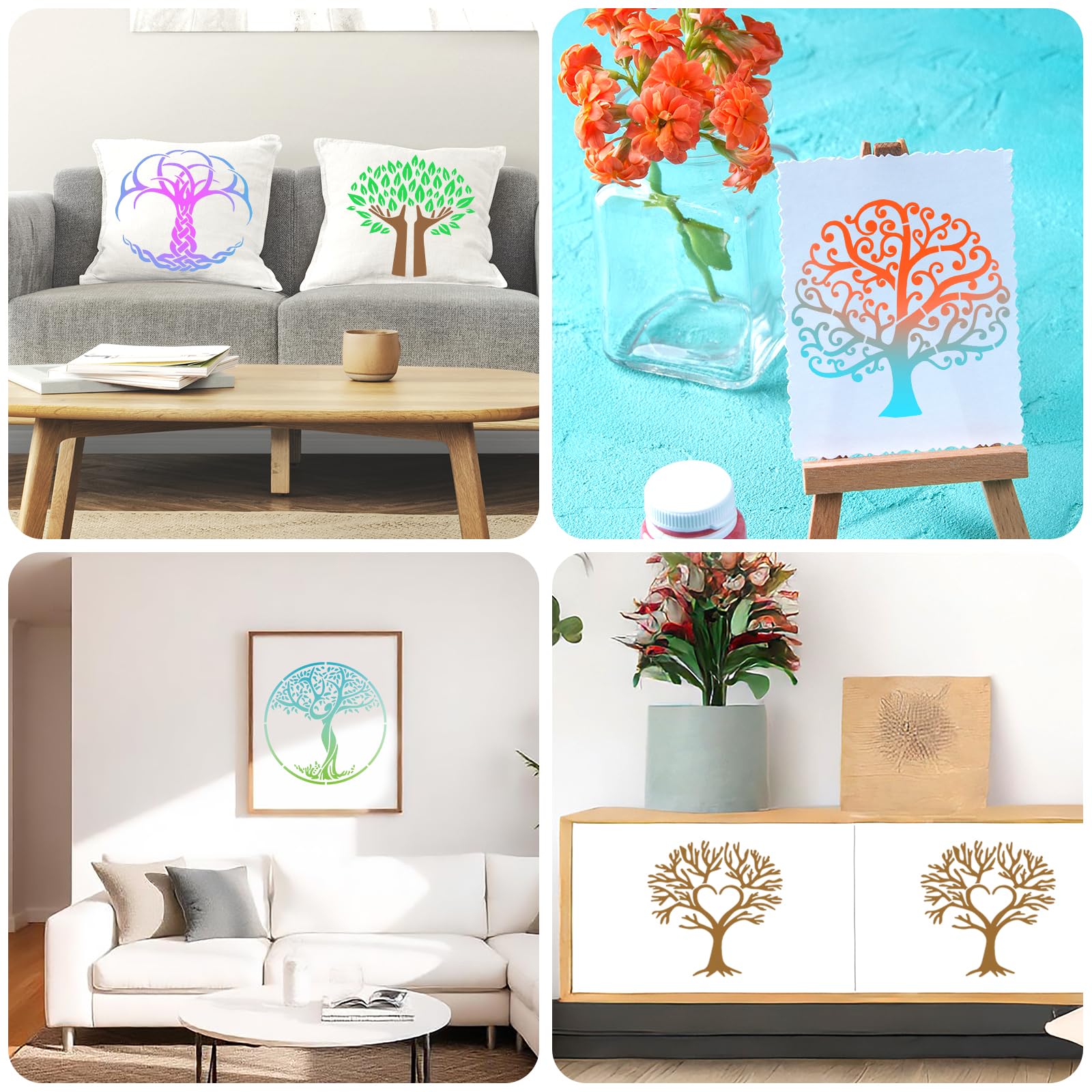 3pcs Layering Circle Stencils, Reusable Circle DIY Art Painting Template, 16.0 Cm Plastic Texture Drawing Stencil For Wall, Wood, Canvas, Floor, Furniture Home Decor - View #2