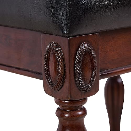 Miniatura 5 de Banco largo para cama con botones tapizados banco de mesa de comedor de piel sintética banco de almacenamiento con elegantes patas torneadas de