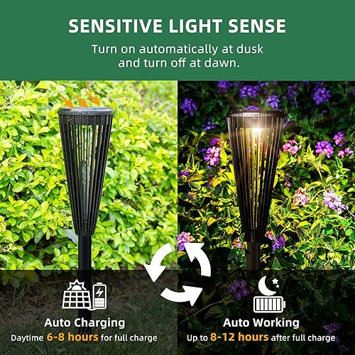 Miniatura 3 de SAMPHON Luces solares para camino, paquete de 6 luces solares LED para exteriores, impermeables, alimentadas por energía solar, iluminación de