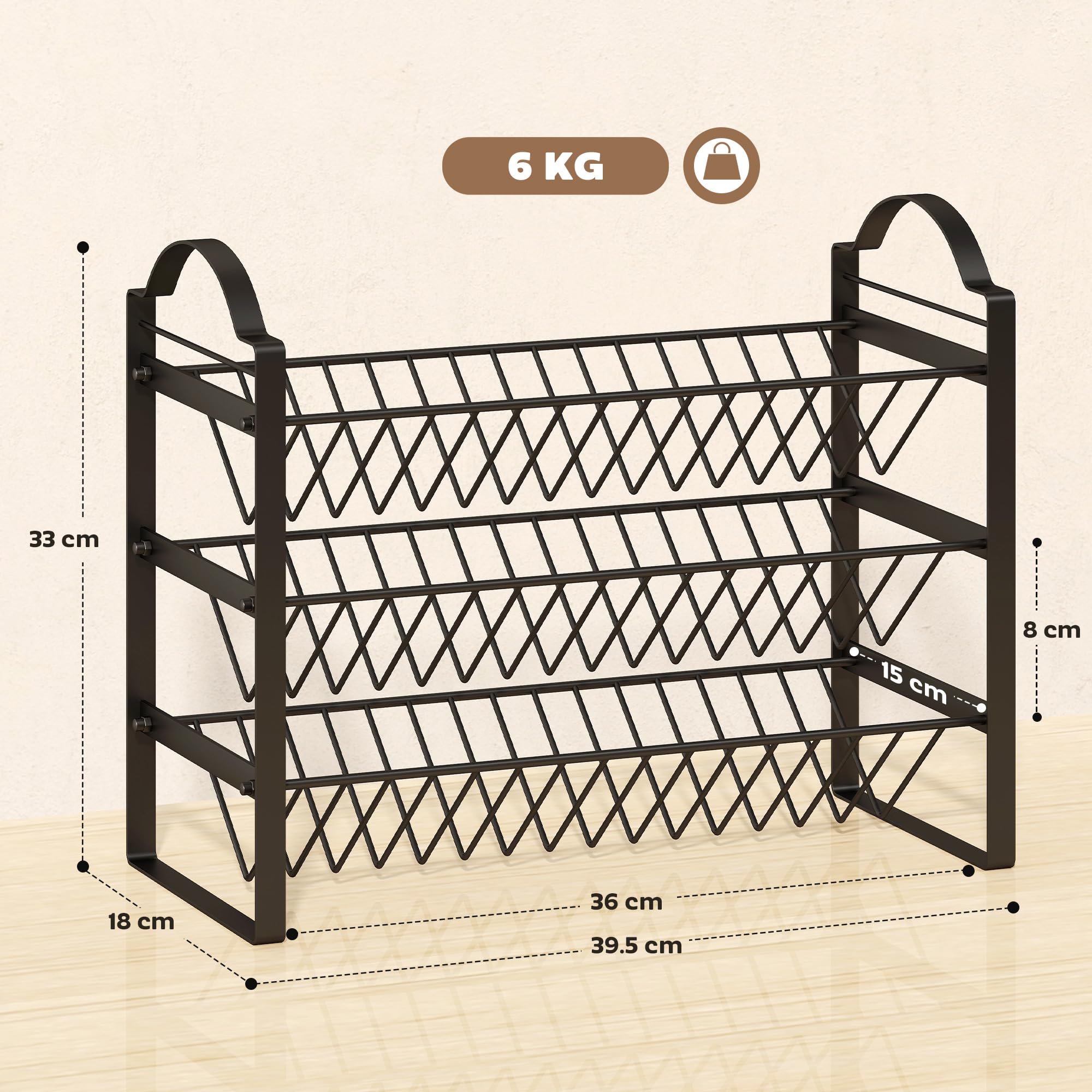 HOMCOM Porta Spezie per Cucina a 3 Livelli, Portaspezie Salvaspazio con Ripiani Inclinati in Metallo, Facile da Montare, per Mobili e Piano Cucina, Nero
