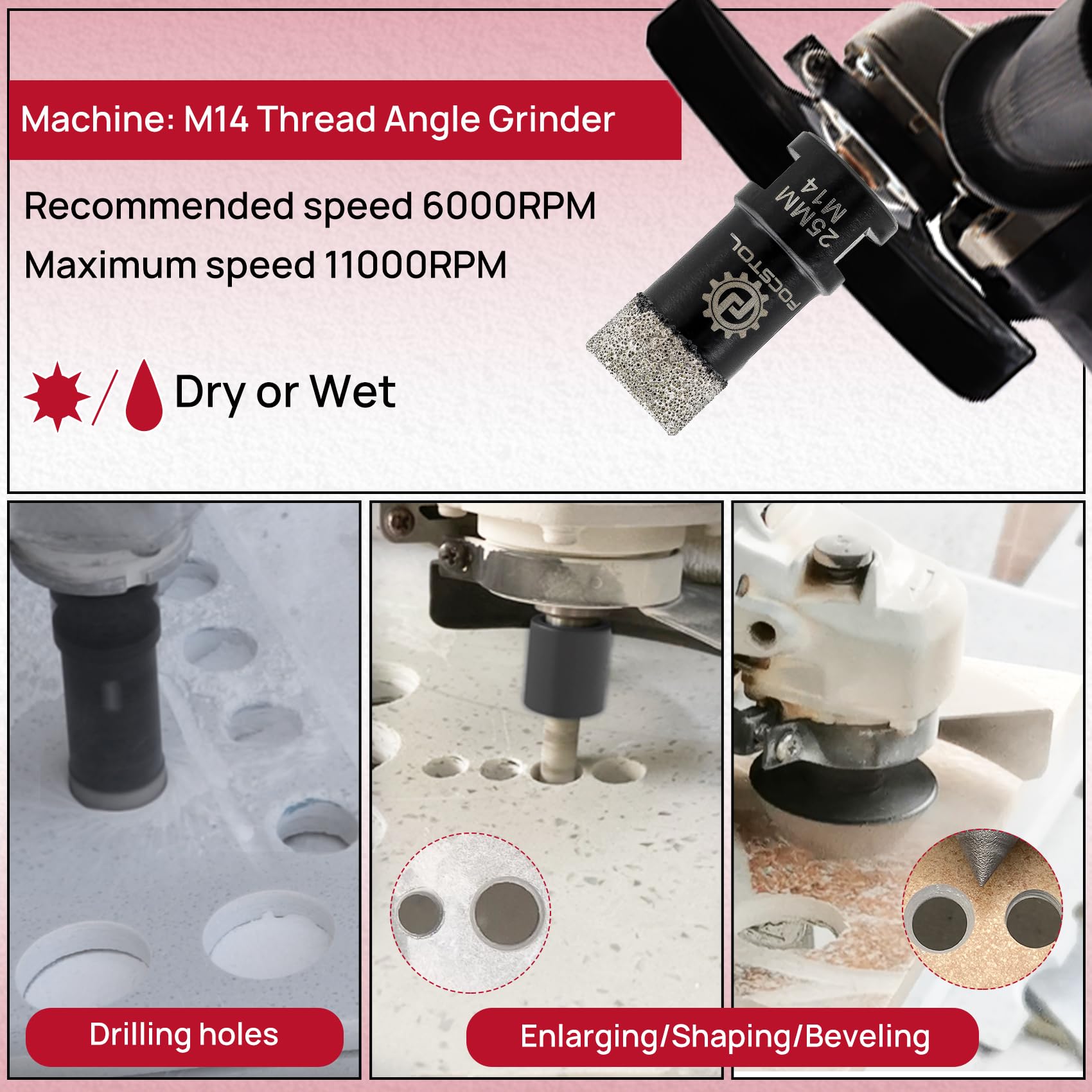 Set Punte Diamantate 11 Pezzi - Per Trapano, Per Porcellanato, Ceramica, Marmo E Granito - Foto 3