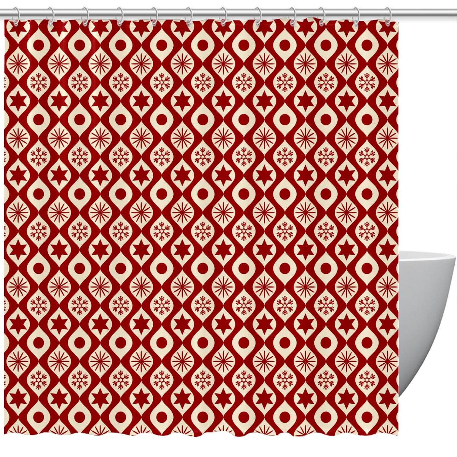 Rideau de douche motif Noël rouge en tissu résistant 183x183 cm pour une décoration durable
