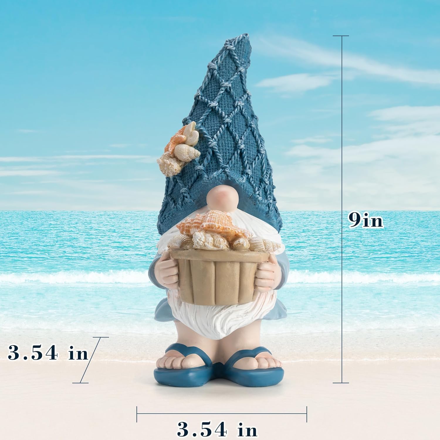 Etlemonde Beach Gnomes Statues,Ocean Gnomes,Nautical Themes Decoration,Beach, Gnome Holding a Bucket