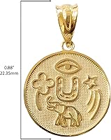 Vista 3 de Colgante de oro amarillo de 10 quilates, blanco o rosa, medalla de moneda redonda Talismán – Elección de metal