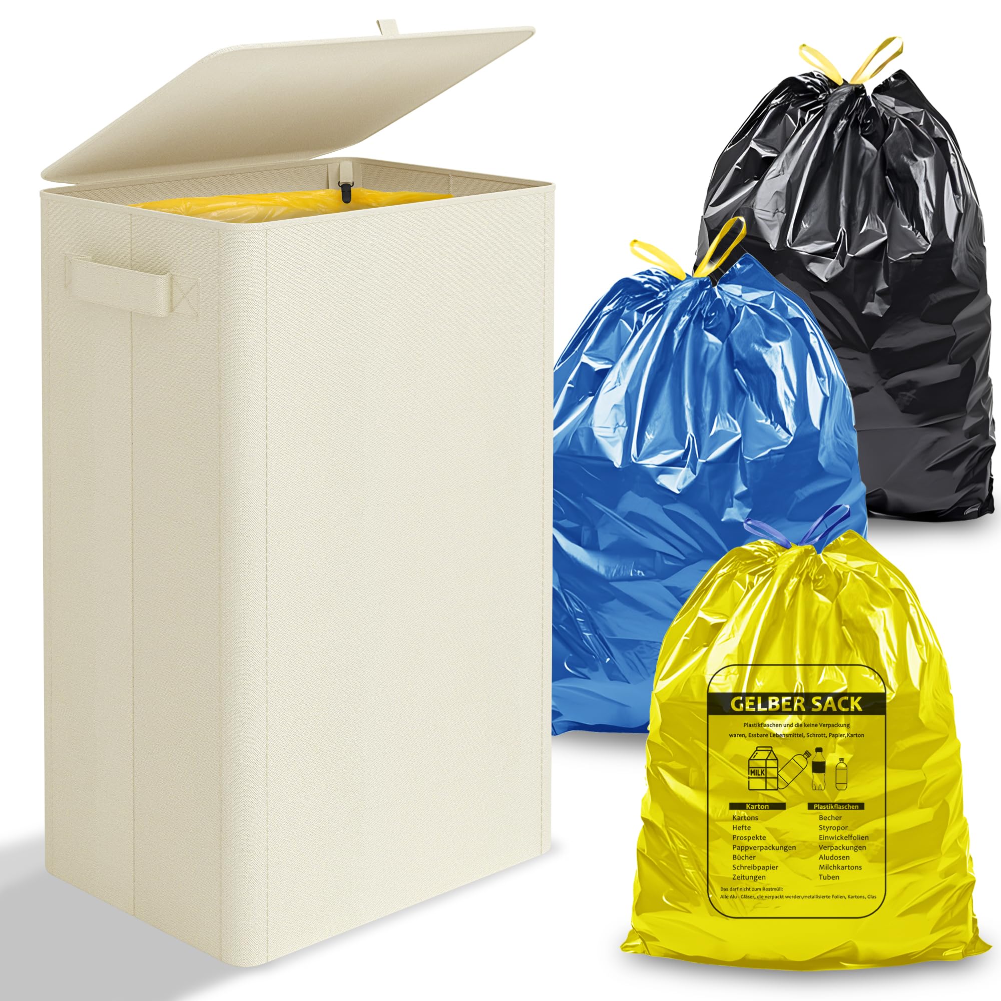 iEGrow Gelber Sack Ständer 100L, Mülleimer mit Deckel