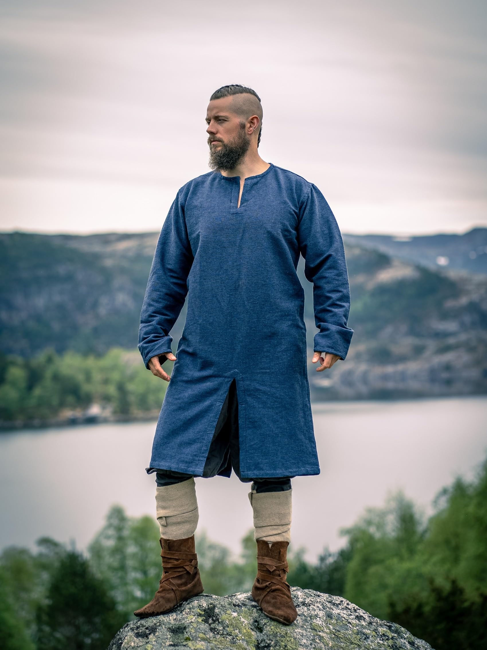 Wikingowie tunika średniowieczna odzież LARP Lennart niebieska