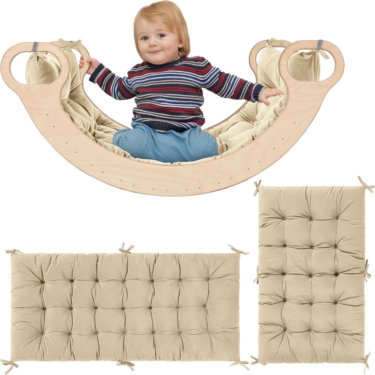 ROYALAY Premium Climbing Arch Set for Kids, Arch Cushion Floor Cushion Toddler Nap Mat (34 * 20 * 3 inch, Apricot)