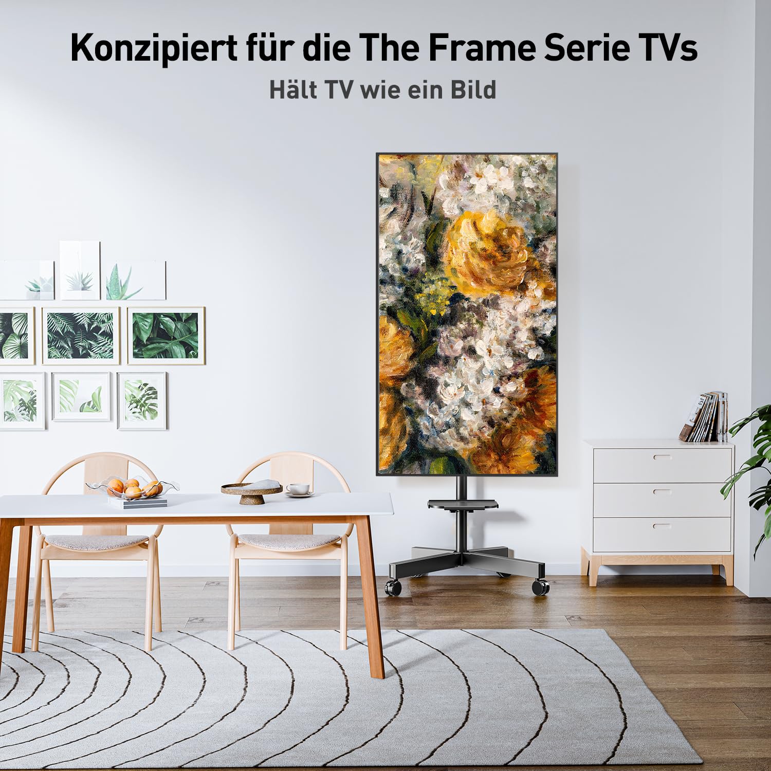 ELIVED TV Ständer Rollbar für 23-60'' TVs bis zu 35kg Max VESA 400x400mm | TV Standfuss mit Rollen Höhenverstellbar 90° Drehung Bodenständer EV2114B
