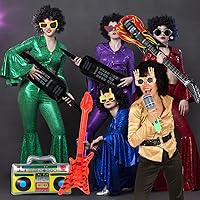 Vista 4 de 80s 90s Party Supplies, Photo Booth Props for 90s 80s Party Favors, Retro Glasses, Inflatable Boombox Radio Mobile Phone Guitar Microphone, Hip Hop