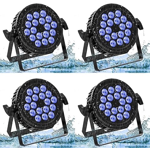 Miniatura 8 de Paquete de 8 luces de escenario impermeables, 180 W RGBW, luces LED de DJ PAR de 48 canales DMX 512 con sonido activado para conciertos, eventos,