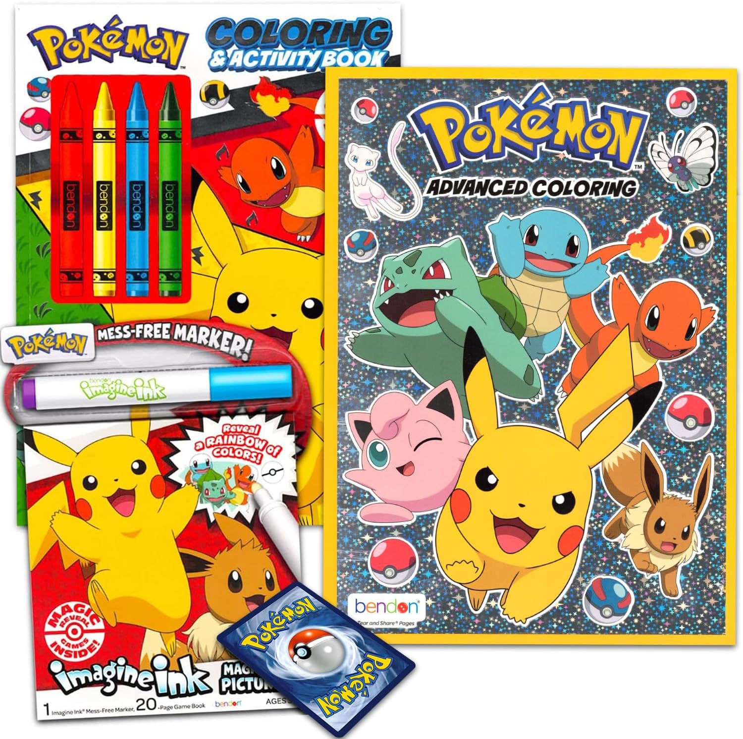 Pokemon Coloring Book Set - Bundle with 3 Pokemon Coloring and Activity Books with Games, Puzzles, Trading Cards and More | Pokemon Gifts for Kids