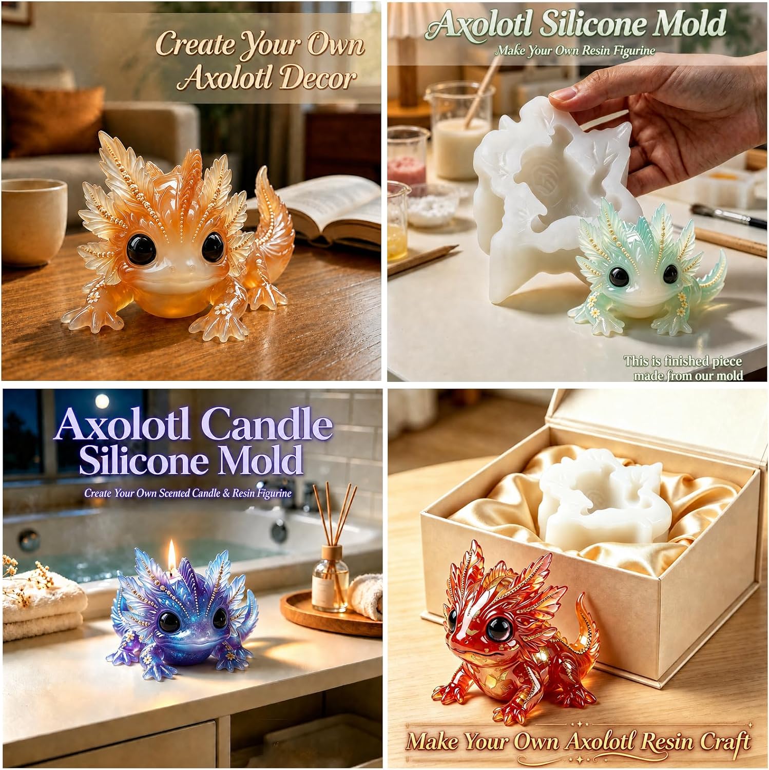 Axolotl Resin Mold Silicone, 3D Chameleon Silicone Mold for Epoxy