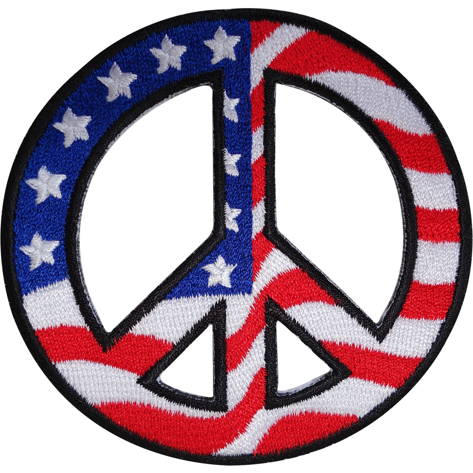 USA Flag Peace Sign Embroidered Iron/Sew On Patch T Shirt Jeans American Badge