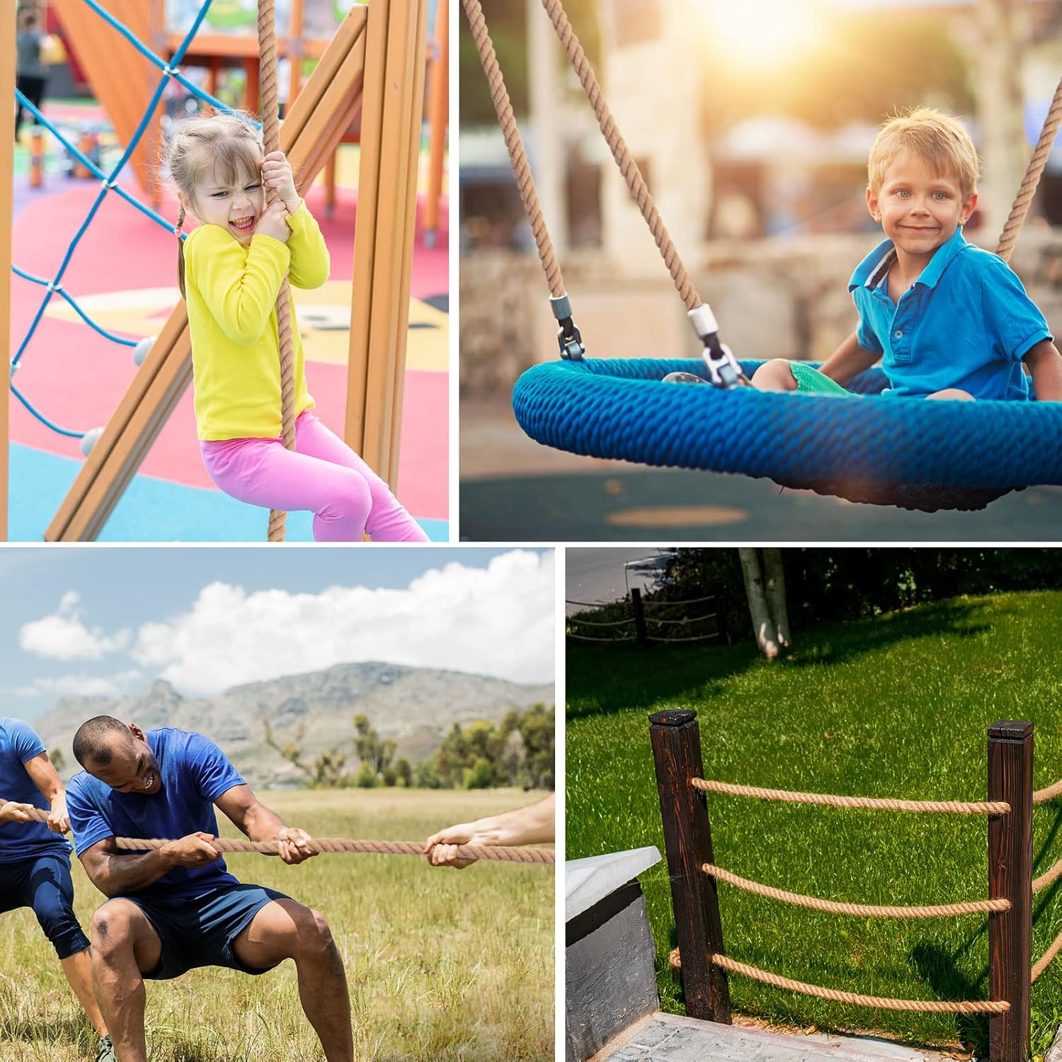 Natural Twisted Thick Cotton Rope - Brown Nautical Rope for Crafts, Swing, Hanging, Decoration, Tug of War - 1.5 Inch x 10 Foot