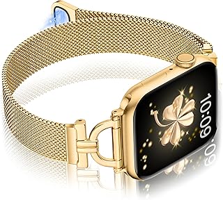 Vamyzji Compatible with Apple Watch Band 42mm(Series 11) 41mm 40mm 38mm, Silm Magnetic Milanese Mesh Metal Strap for Apple...