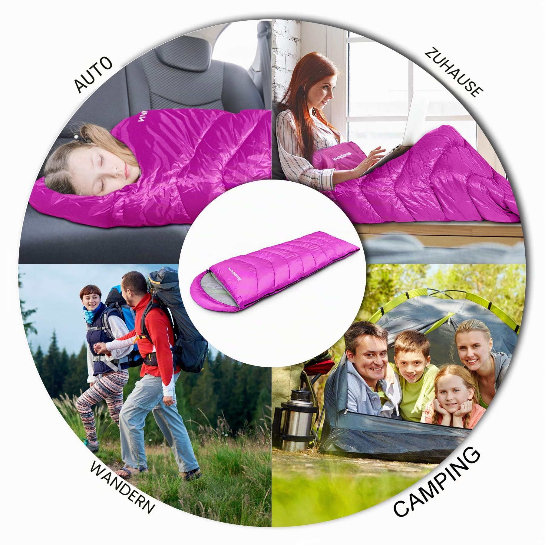 Schlafsack Outdoor Camping für Erwachsene Kinder, Schlafsäcke Sommer Winter 3-4 Jahreszeiten, Deckenschlafsack Ultraleicht Sleeping Bag Kleines Packmaß Reiseschlafsack Wasserdichter