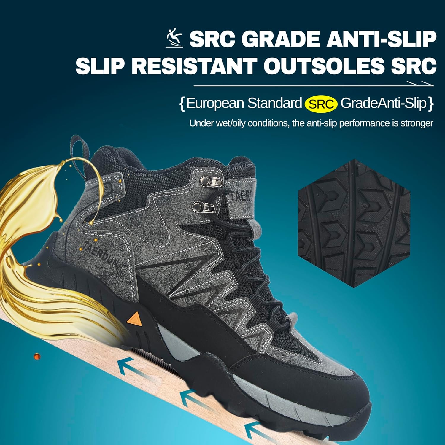 Steel Toe Work Boots for Men Safety Boots for Men with Slip Resistant, Comfortable Work Shoes for Construction, Industrial, and Outdoor Use,Botas DeTrabajo Para Hombre,T423 - Image 5