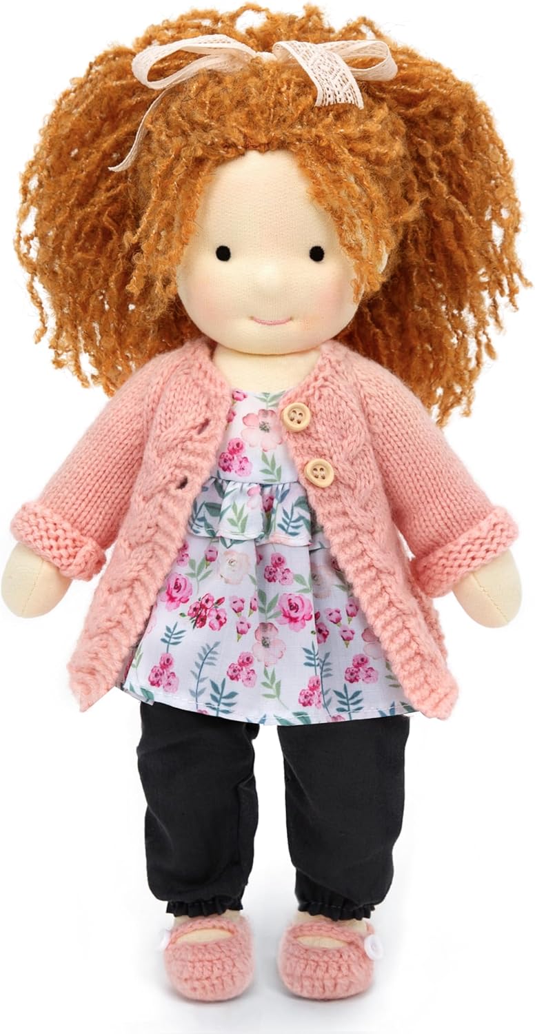 BlissfulPixie Elsee 12" Handmade Waldorf Doll - Soft Hypoallergenic Rag Doll for Babies Toddlers with Interchangeable Outfits