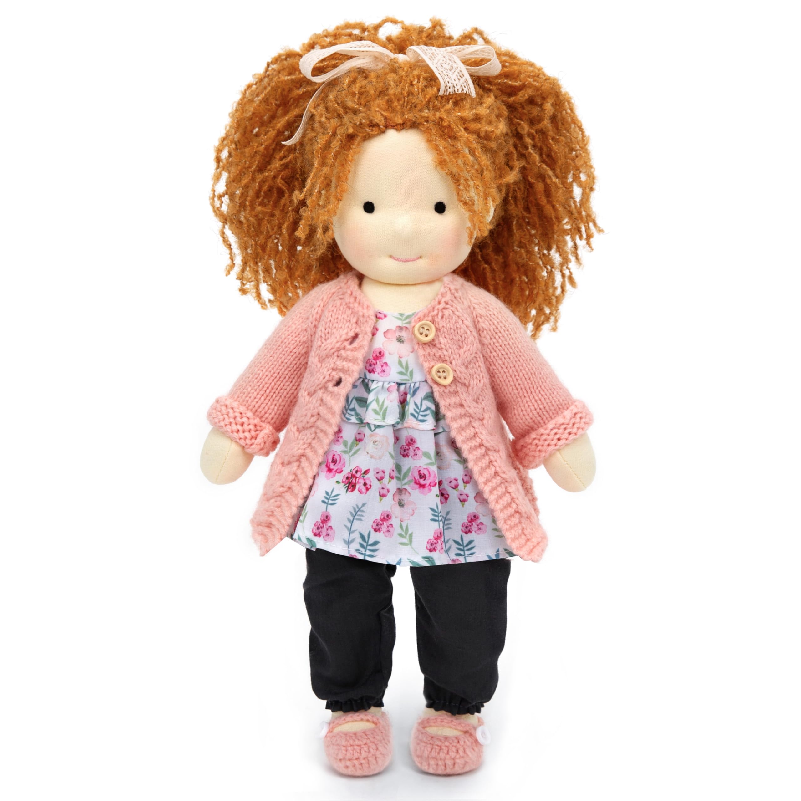 BlissfulPixie Handmade Waldorf Doll- Elsee 12", Soft Girl Rag Doll with Cute Stuffed Plush, Ideal for Babies & Toddlers