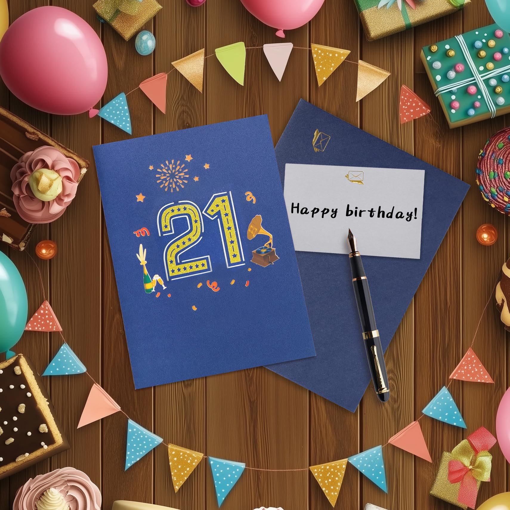 GREETING ART Biglietto Pop-Up 3D 21 Anni: Con Palloncini E Regalo, Per Lei E Lui, Con Busta - 4
