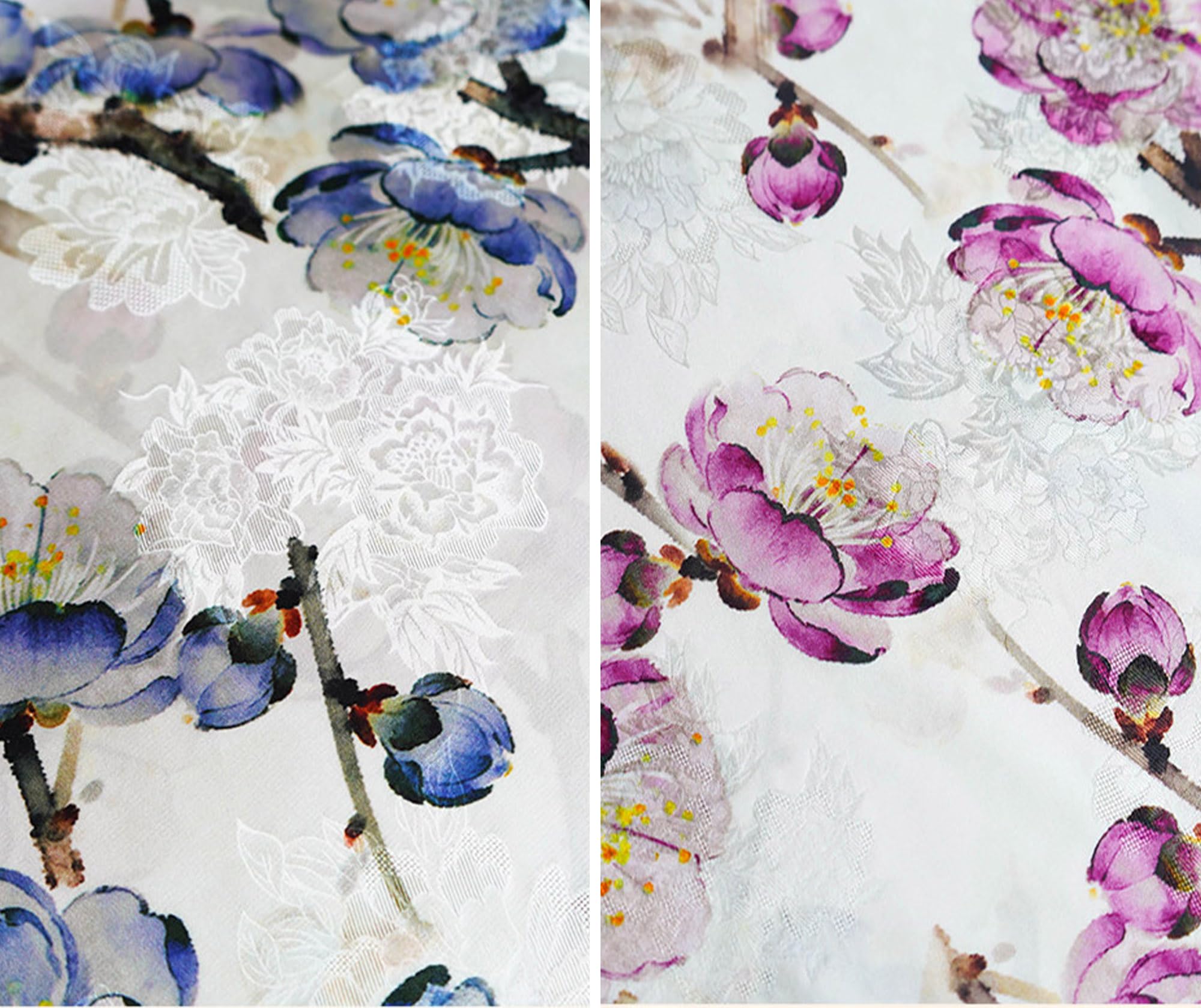 HangErFeng Sciarpa di seta Peonia Jacquard Fiore Stampa Reversibile Wrap 1667