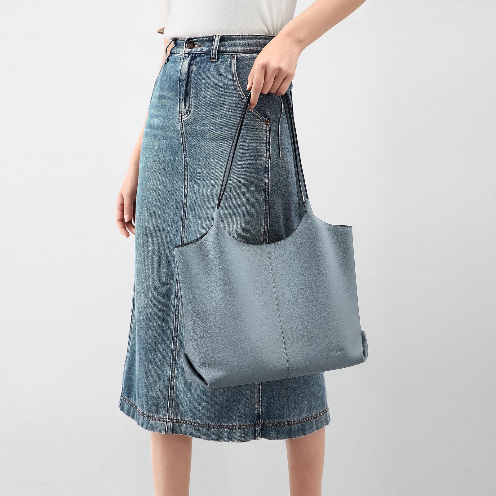 Cnoles Damen Shopper Leder Tote Bag Handtasche Groß Damen Schultertasche für Büro Schule Einkauf
