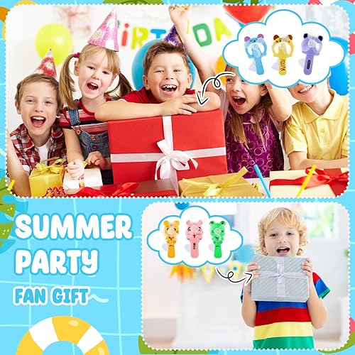 Miniatura 3 de Retisee 50 unidades de ventilador de enfriamiento manual de dibujos animados de animales de dibujos animados de verano, mini ventilador de