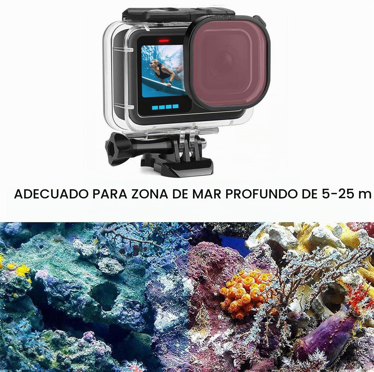 FitStill Funda Protectora Impermeable subacuática de 60 m para Go Pro Hero 13, Paquete de 3 Unidades de Filtro monopié Flotante Agarre de Mano Selfie Stick