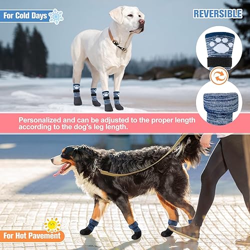 Miniatura 7 de BEAUTYZOO Calcetines antideslizantes para perro, zapatos para perros para días fríos de invierno, nieve, lluvia, agarre impermeable, protectores de