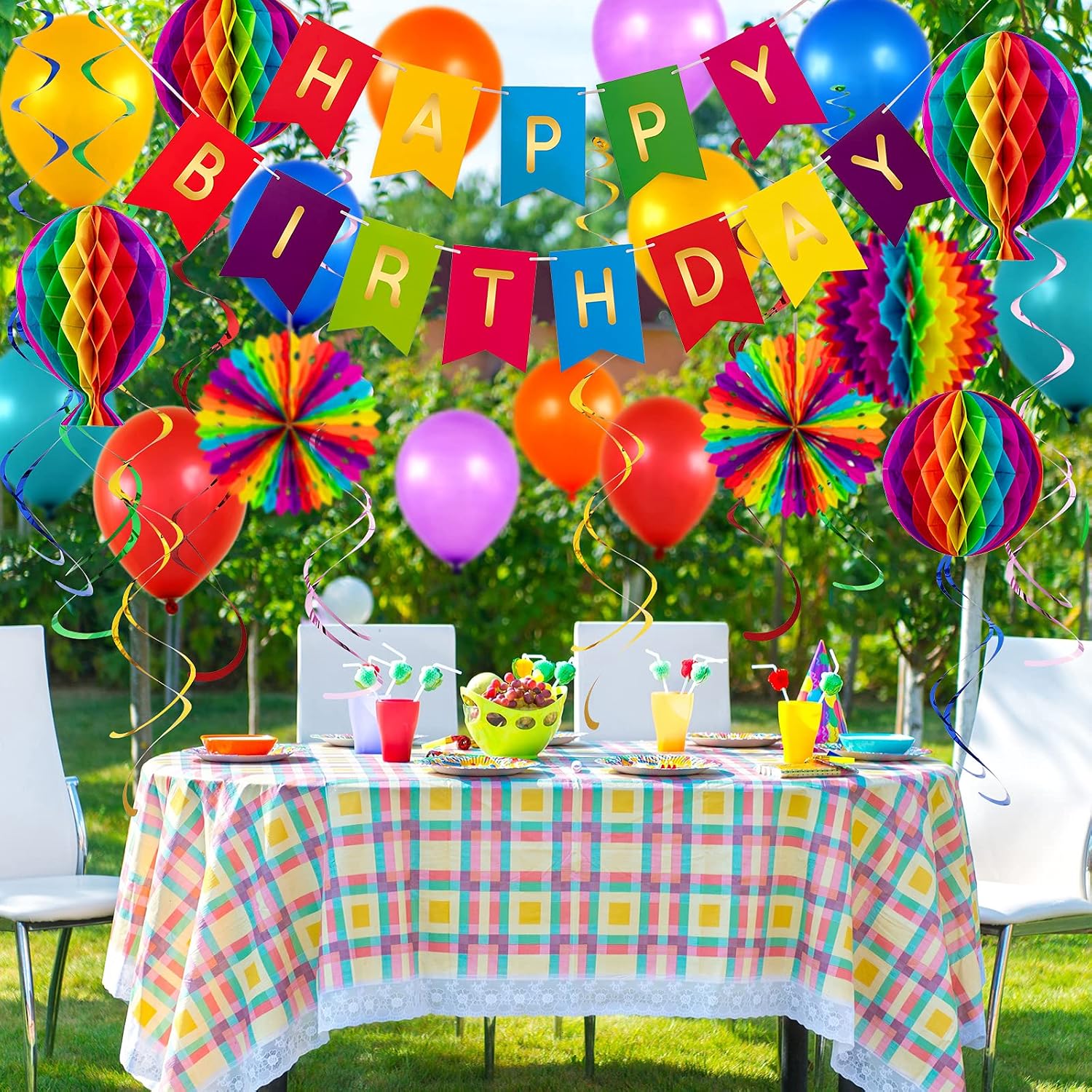Whaline 31 piezas coloridas decoraciones de cumpleaños de color arco