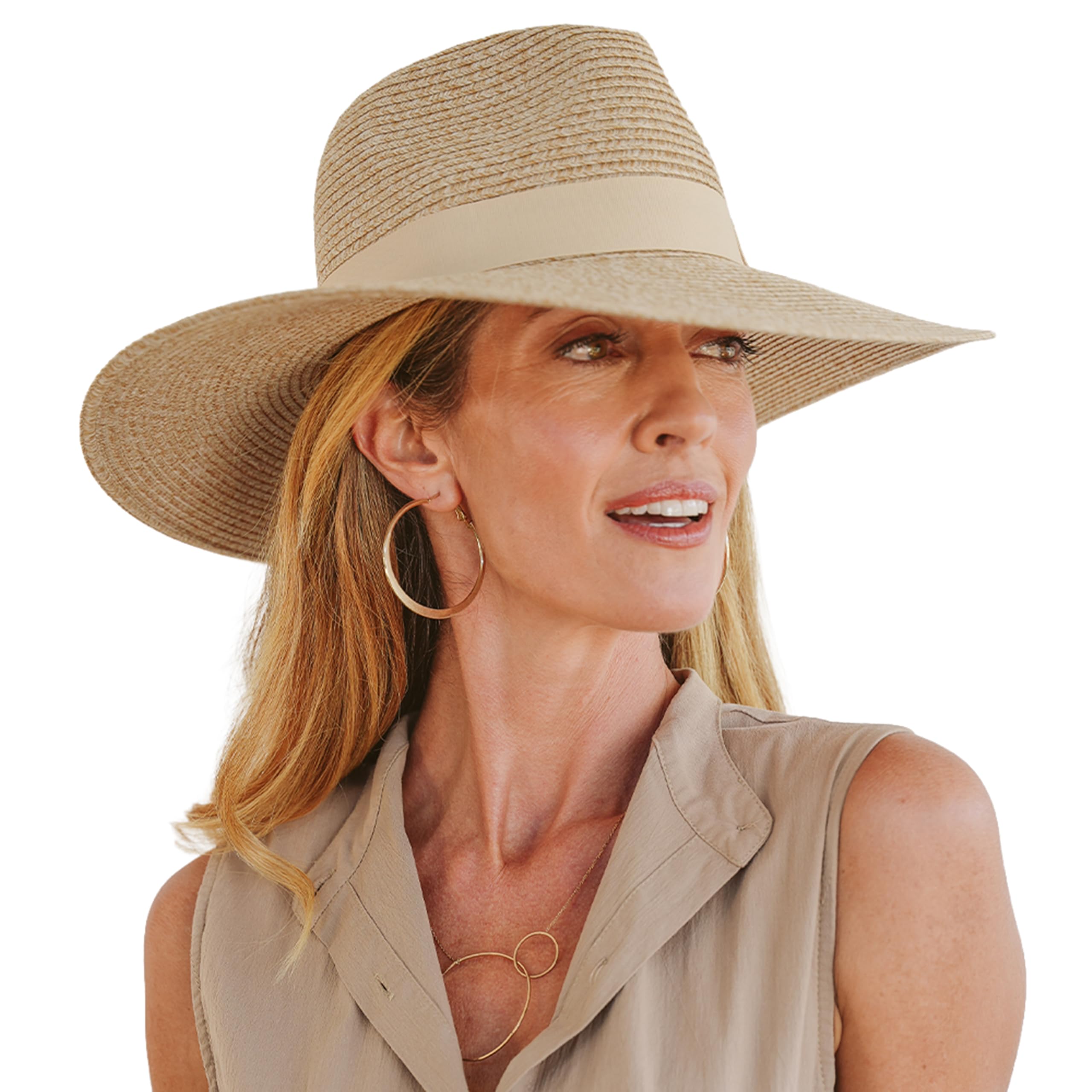 Fiona Fedora Chapeau de Soleil Femme Anti UV UPF50+ Certifié M/58cm Taille Régable