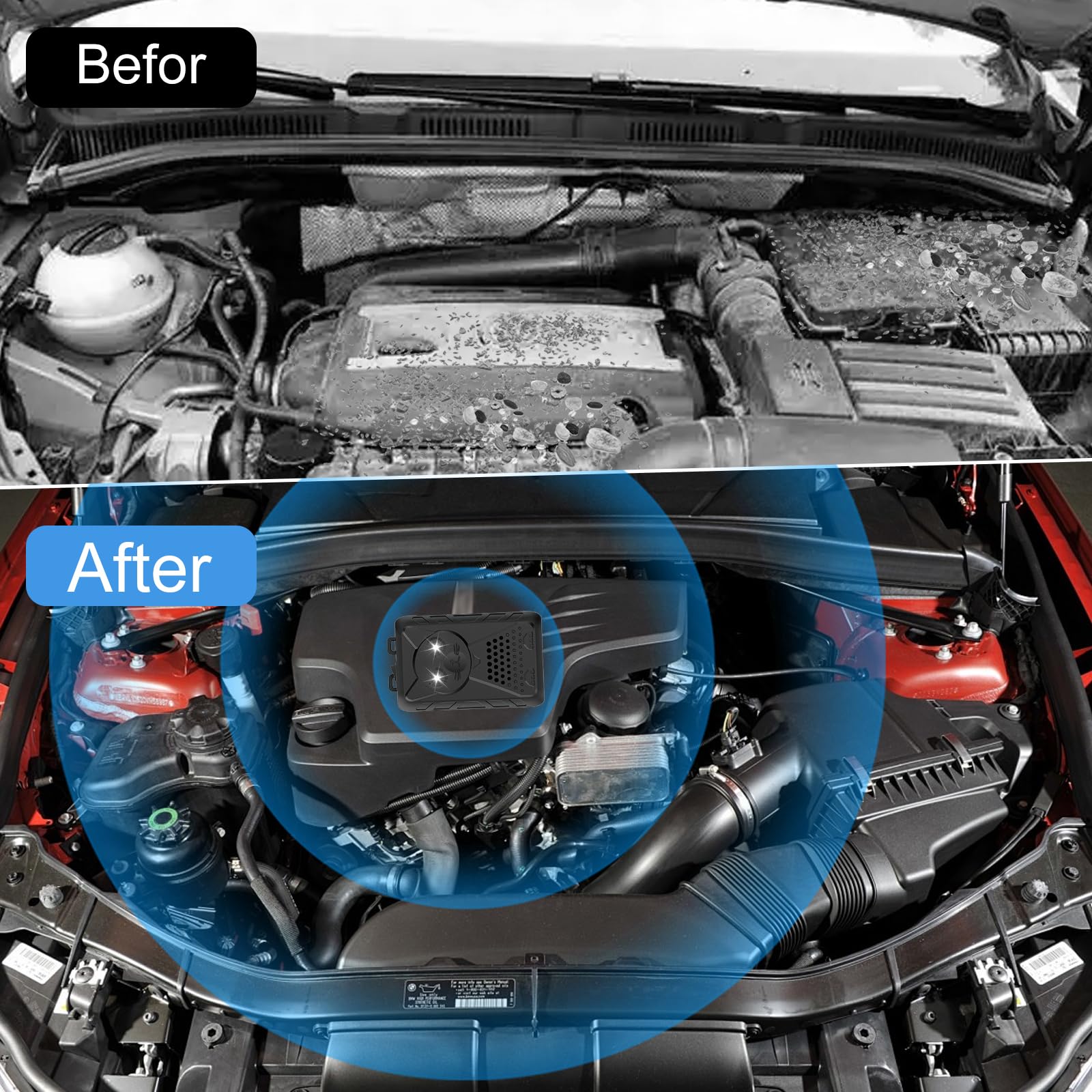 OBEST Repellente Topi per Auto, 2 Pezzi Repellente Martore Auto con Flash, Ultrasuoni per Topi a Batteria, Anti Faine, Donnole, Roditori, Dissuasore per Martore Garage, Casa, Giardino