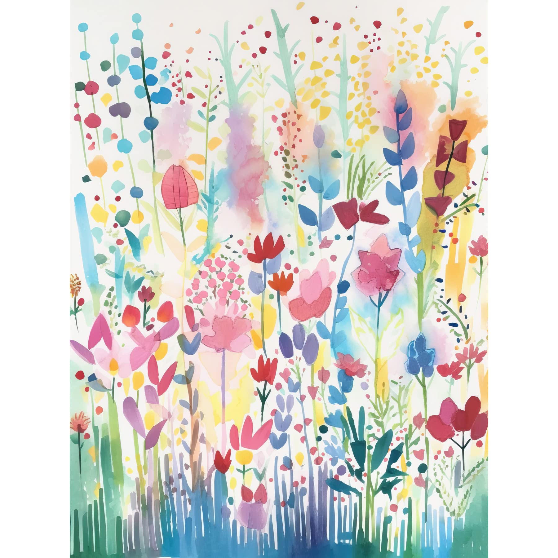 Artery8 Soft Pastel Wildflower Floral Folk Art Large Wall Art Poster Print Thick Paper 18X24 Inch