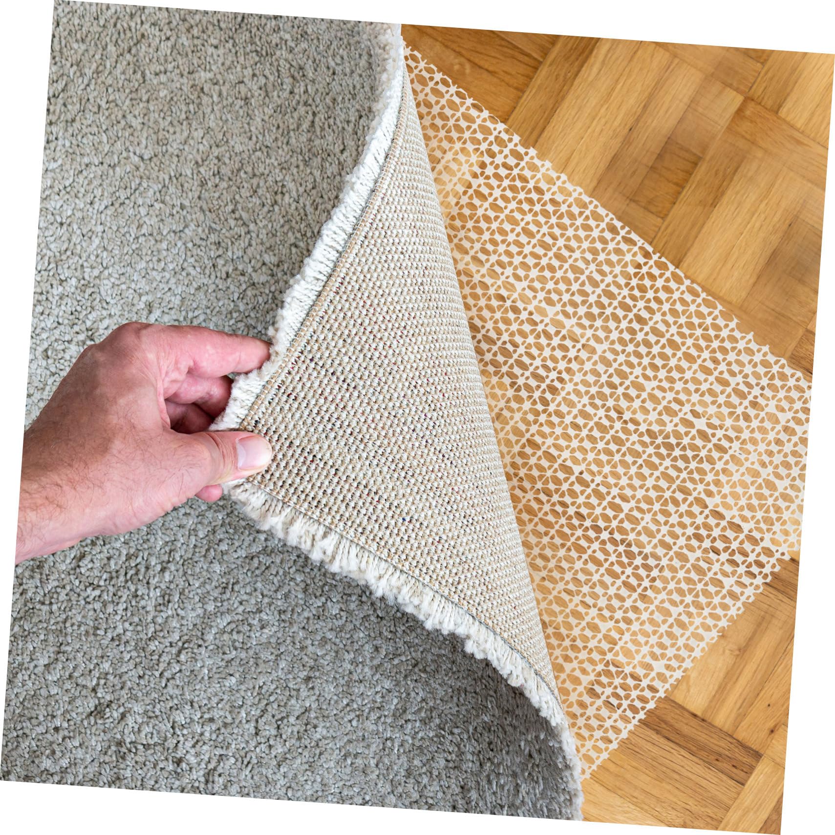 Gatuida Tapis et Empêche Le Glissement Antidérapant 200x300 Cm Blanc en PVC Protège Les Sols en Bois Dur pour Tapis de Couloir et Escalier