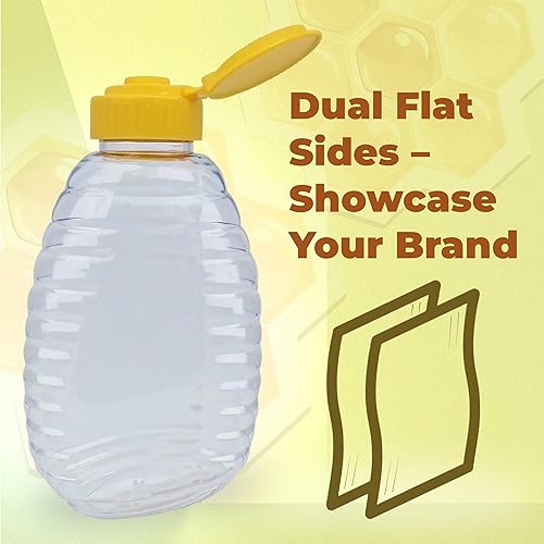 Miniatura 4 de Skywin Honey Jar - Botellas de miel de plástico transparente y dispensador de recipientes de miel con tapa abatible y sello (10, 32 onzas)