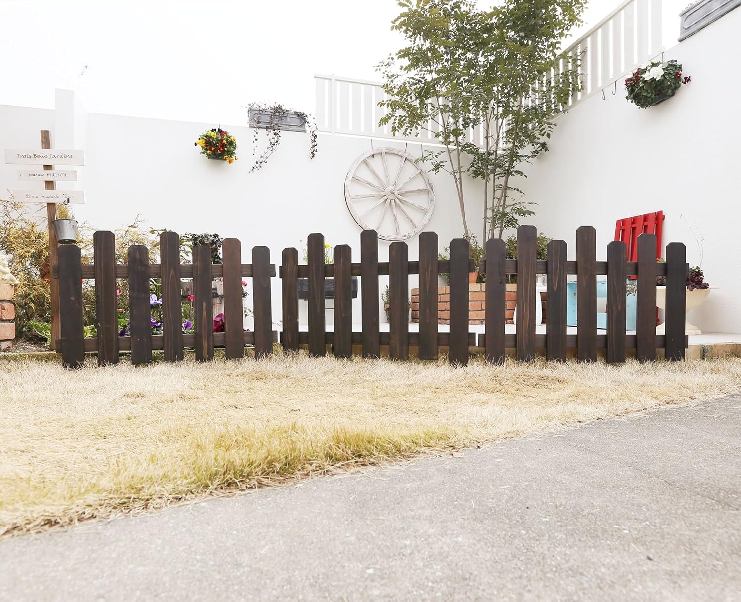 Buy Garden Garden Jsbf 7760wht Natural Wooden Flower Bed Fence Border Fence Pique Stick Regular Size 1 Piece Washed White Width 30 3 X Height 24 4 Inches 77 X 62 Cm Online At Lowest