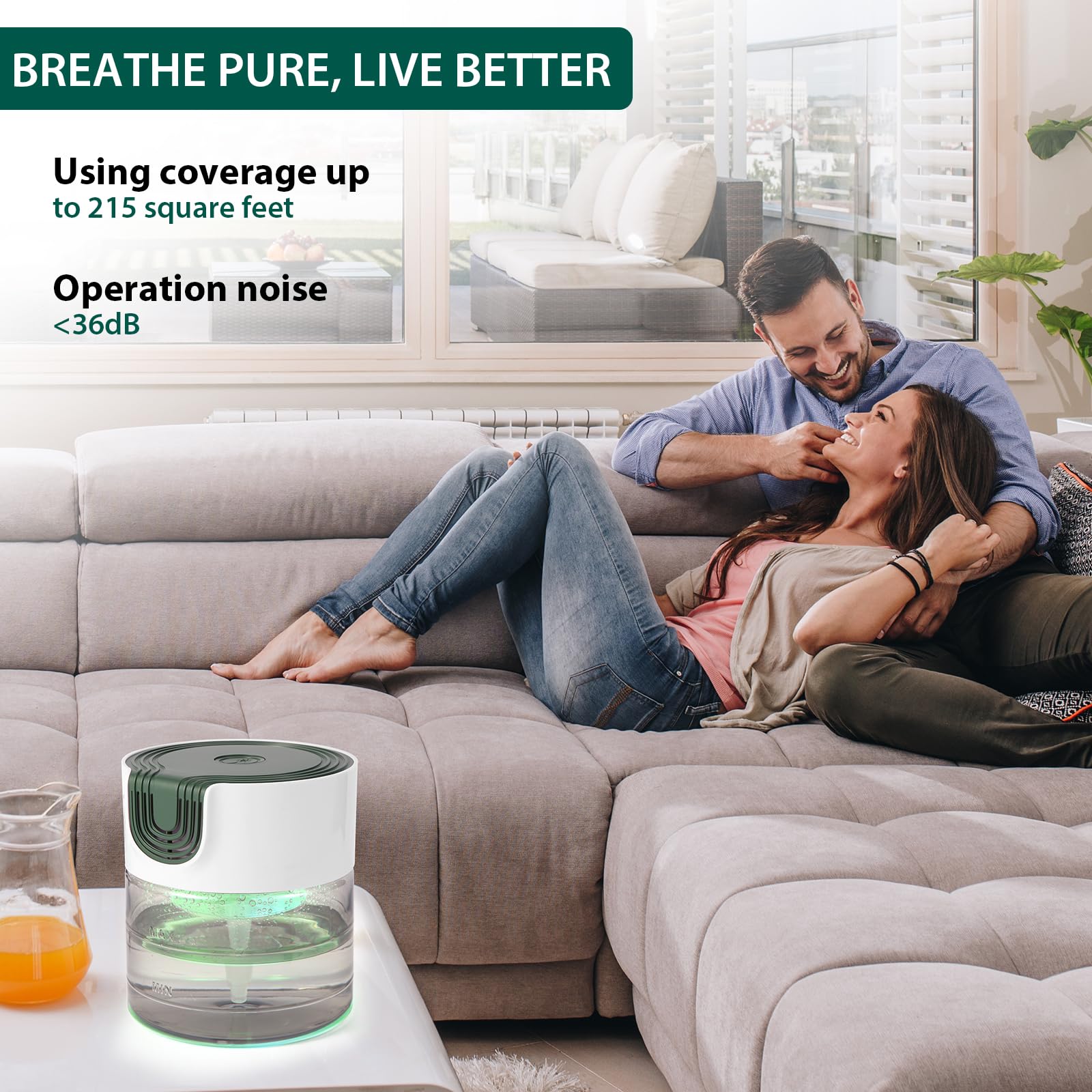 Purificadores de aire de agua para el hogar, purificador de aire silencioso a base de agua de velocidad variable con luz nocturna de 7 colores, humidificador de hidrolimpiador, aceites 7