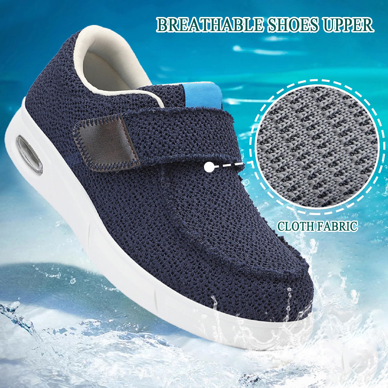 Zapatos Diabéticos para Mujer Hombre Ajustables Antideslizante Respirables Ancho Zapatillas de Casa Pantuflas para Pies Hinchados Artritis Edema