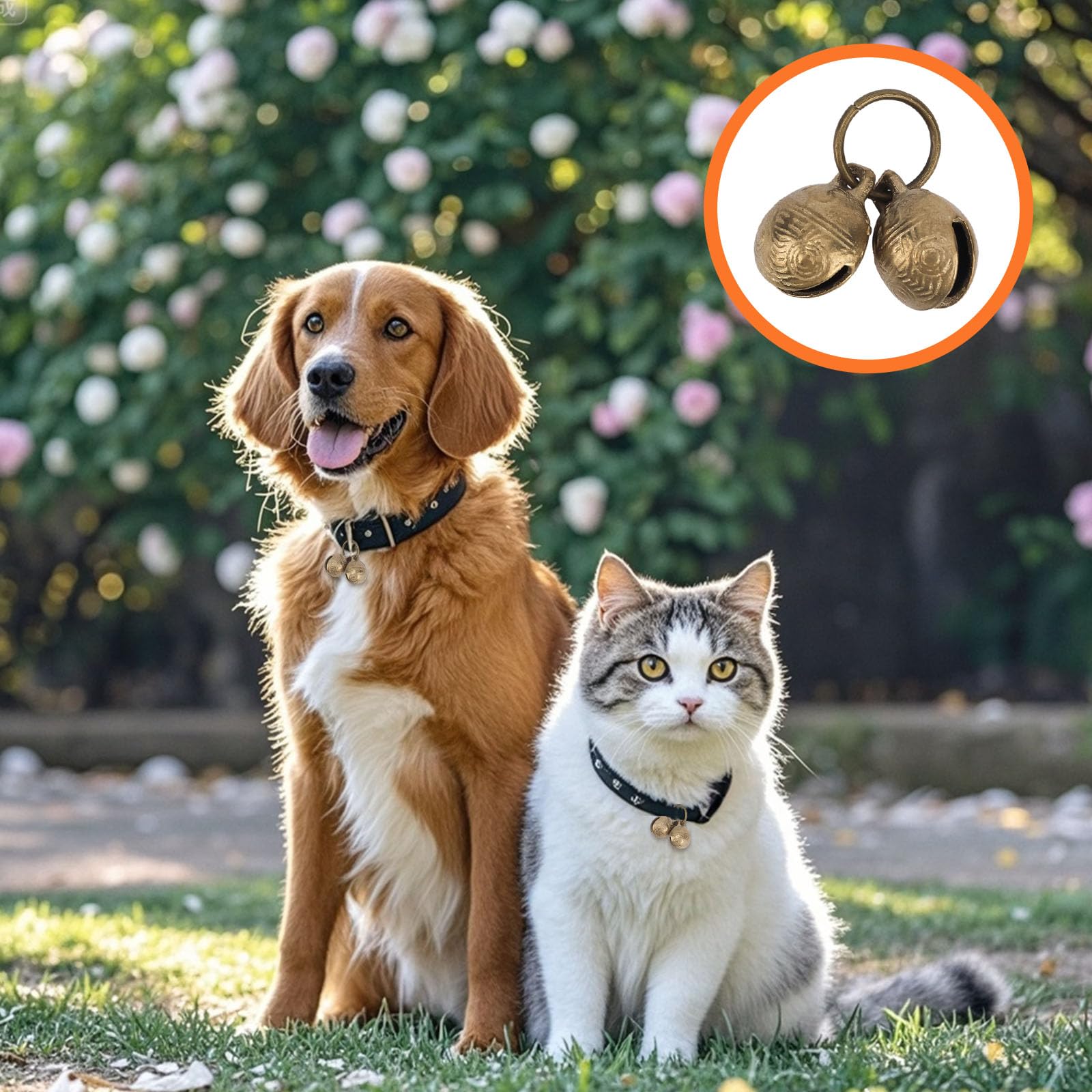 Cloches pour Chien en Laiton Extra Fortes, Collier en Laiton Animaux Compagnie Breloques Vintage Cuivre Pendentif Animaux de Compagnie Accessoires pour Petits Chiens et Chat